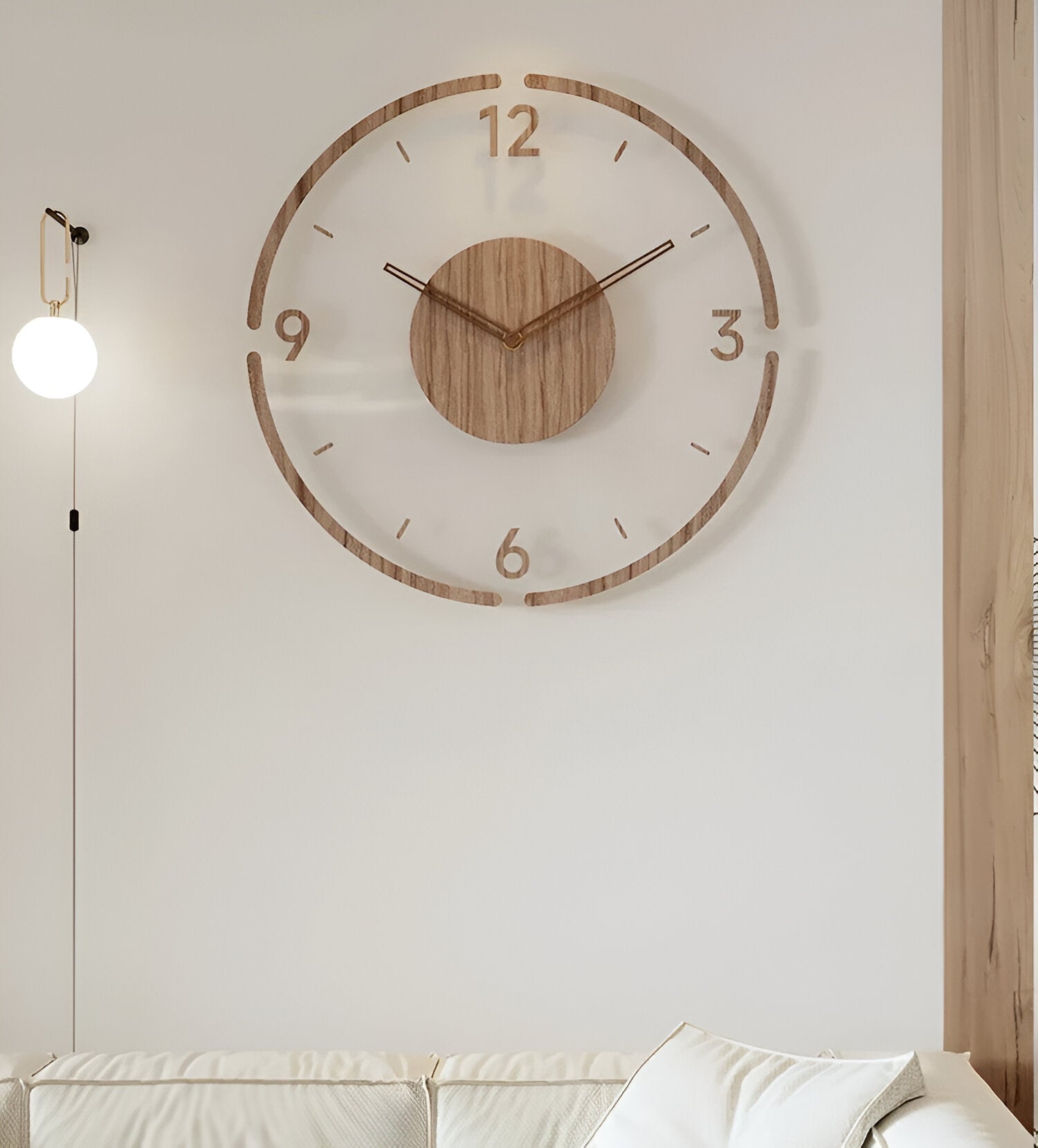Elegante Wanduhr Modern aus Holz und Acryl – Geräuschlos mit Digitaler Anzeige für Wohnzimmer und Schlafzimmer-4