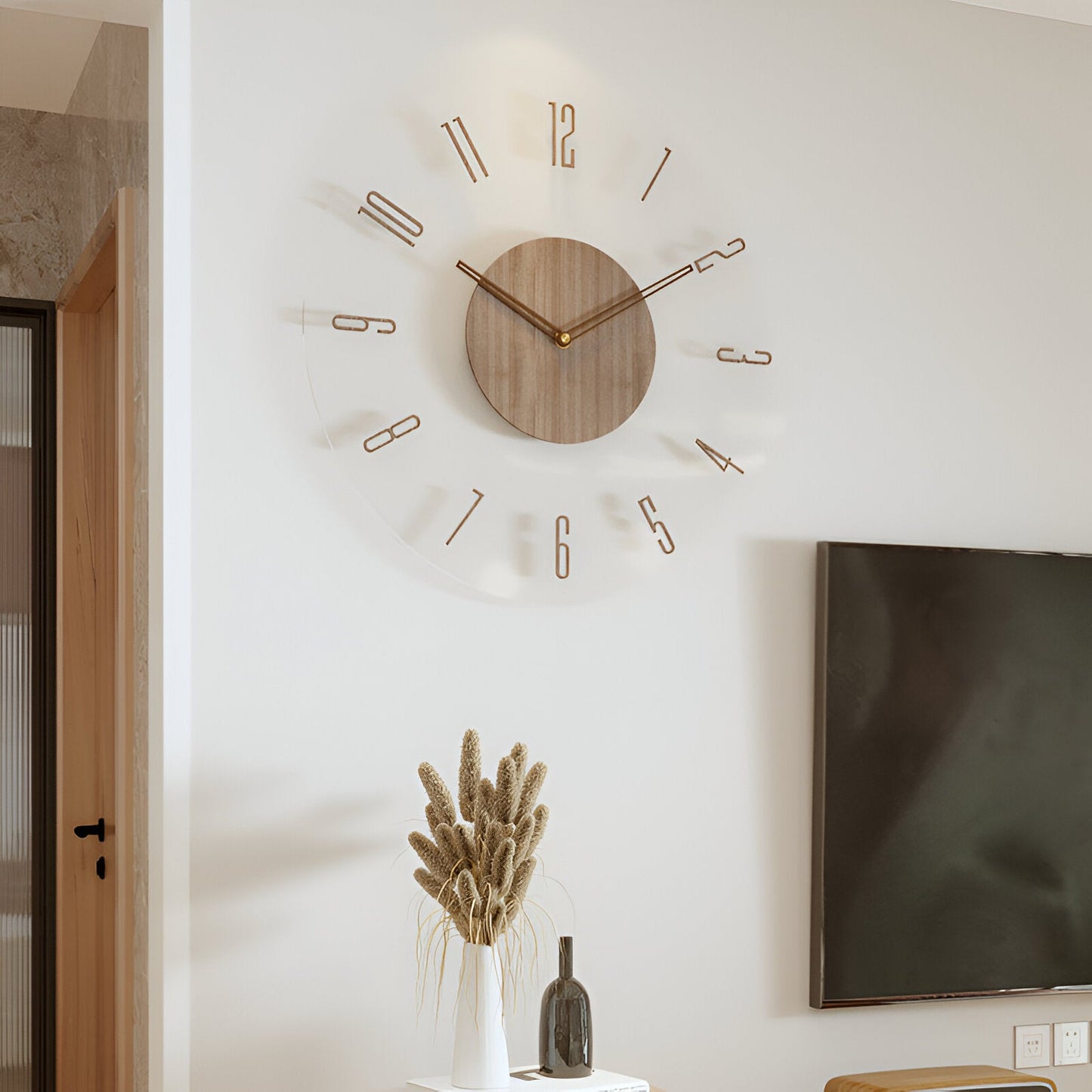 Variant image for Elegante Wanduhr Modern aus Holz und Acryl – Geräuschlos mit Digitaler Anzeige für Wohnzimmer und Schlafzimmer-3