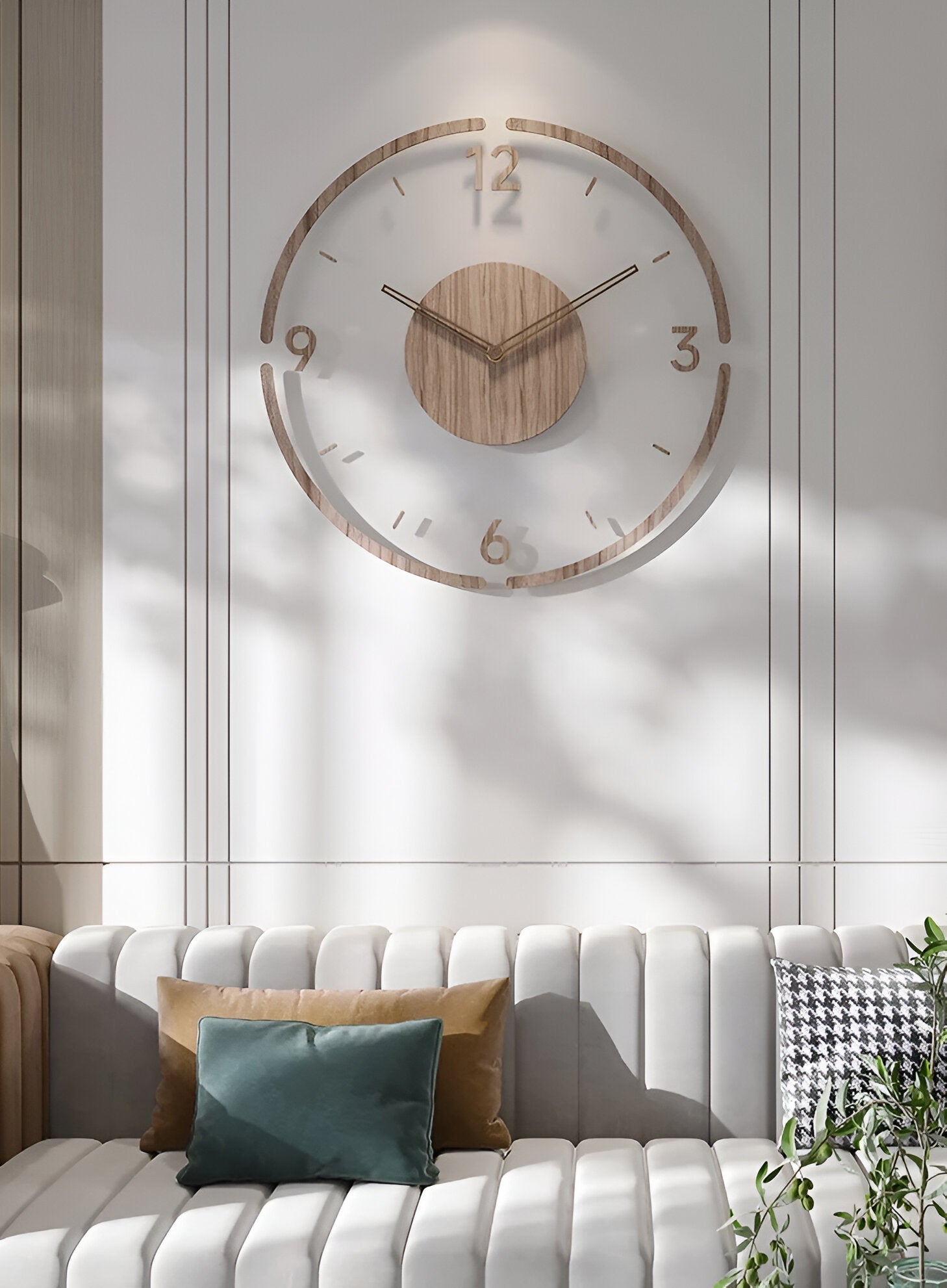 Elegante Wanduhr Modern aus Holz und Acryl – Geräuschlos mit Digitaler Anzeige für Wohnzimmer und Schlafzimmer-5