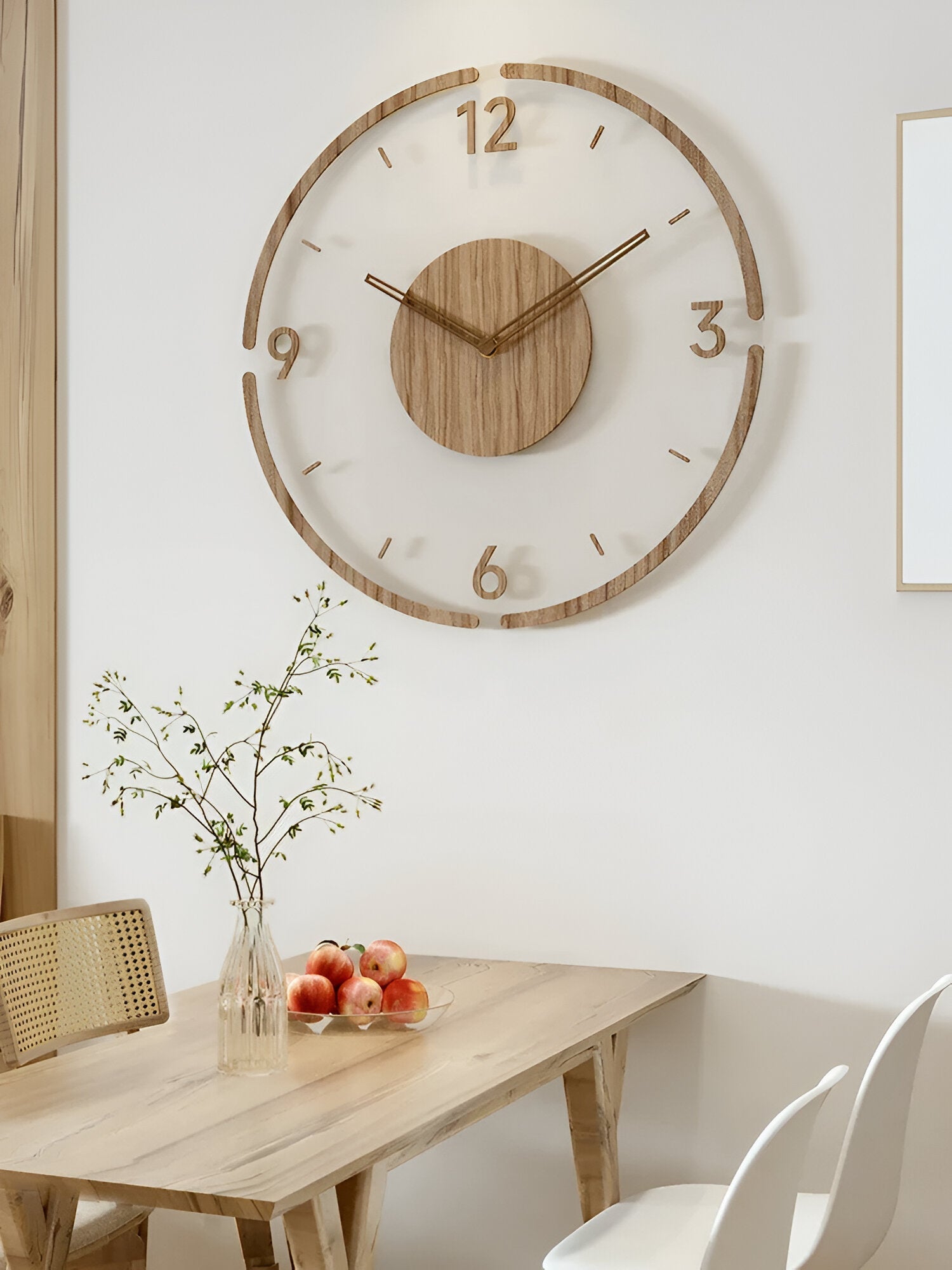 Elegante Wanduhr Modern aus Holz und Acryl – Geräuschlos mit Digitaler Anzeige für Wohnzimmer und Schlafzimmer-6