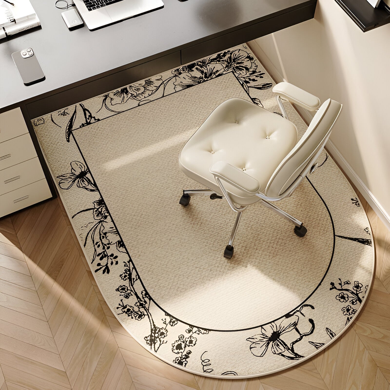 Variant image for ComfiOval Teppich Beige – Rutschfester Velours Teppich für Wohnzimmer und Schlafzimmer, 60x90 bis 180x250 cm-43