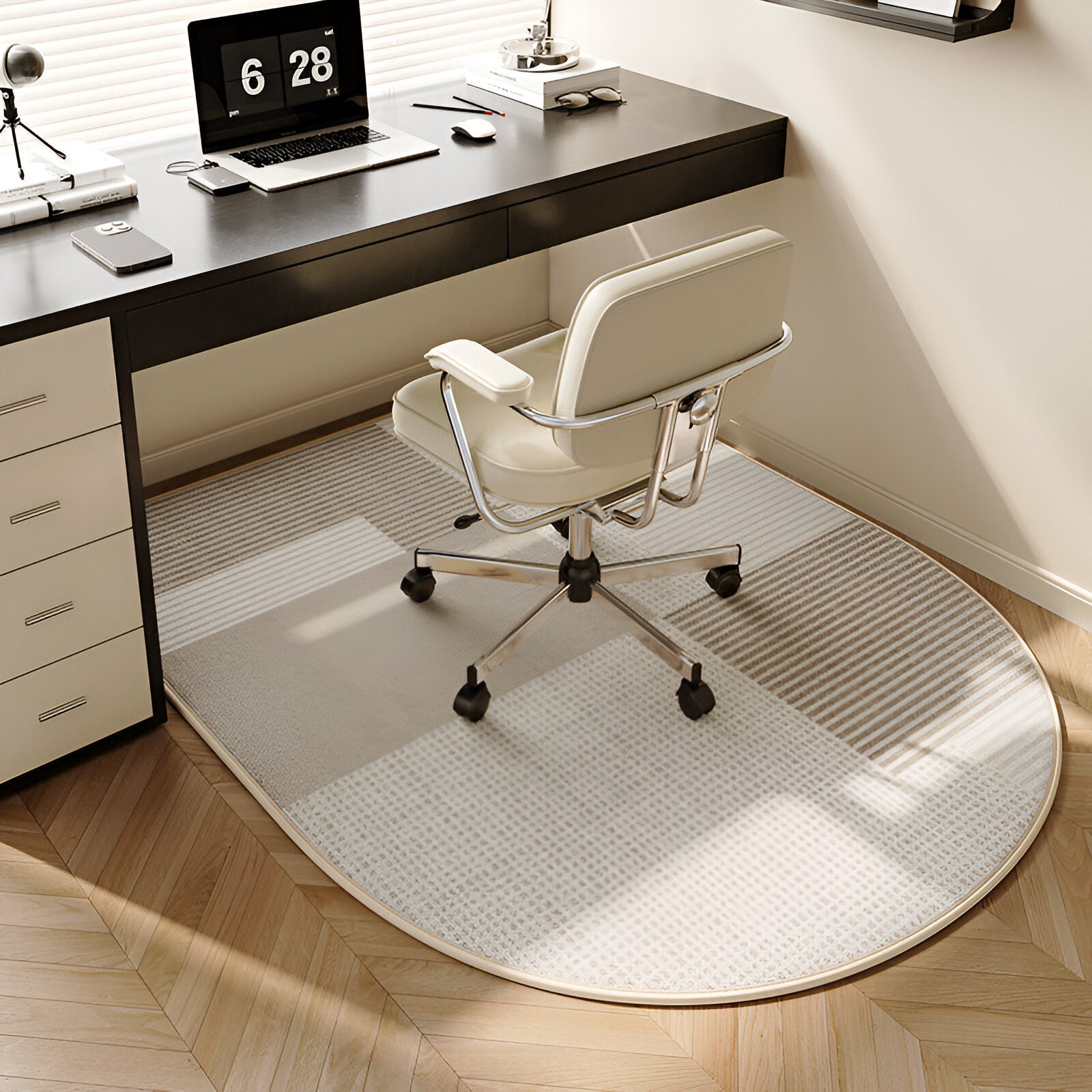Variant image for ComfiOval Teppich Beige – Rutschfester Velours Teppich für Wohnzimmer und Schlafzimmer, 60x90 bis 180x250 cm-55