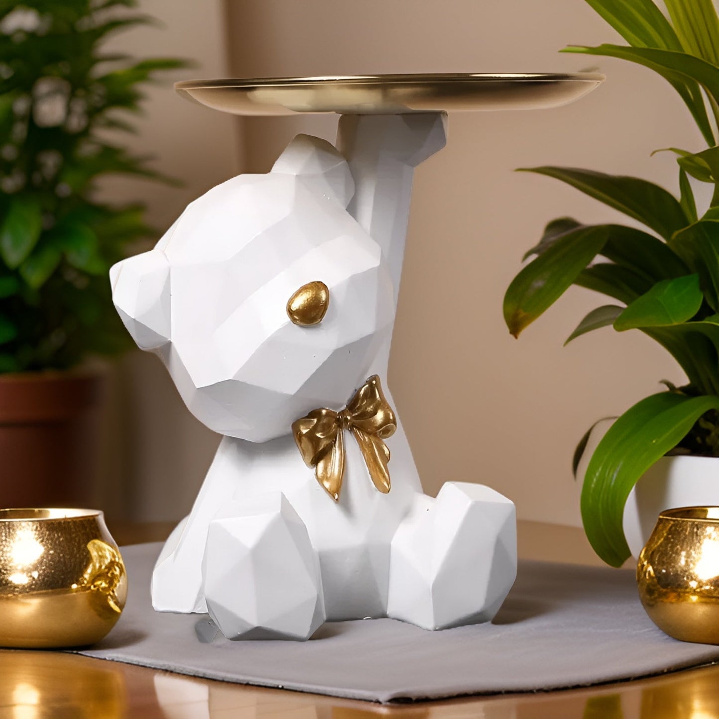 Geometric Bear | Multifunktionale Dekoration und Schlüsselhalter aus hochwertigem Harz – Modernes, geometrisches Design-2