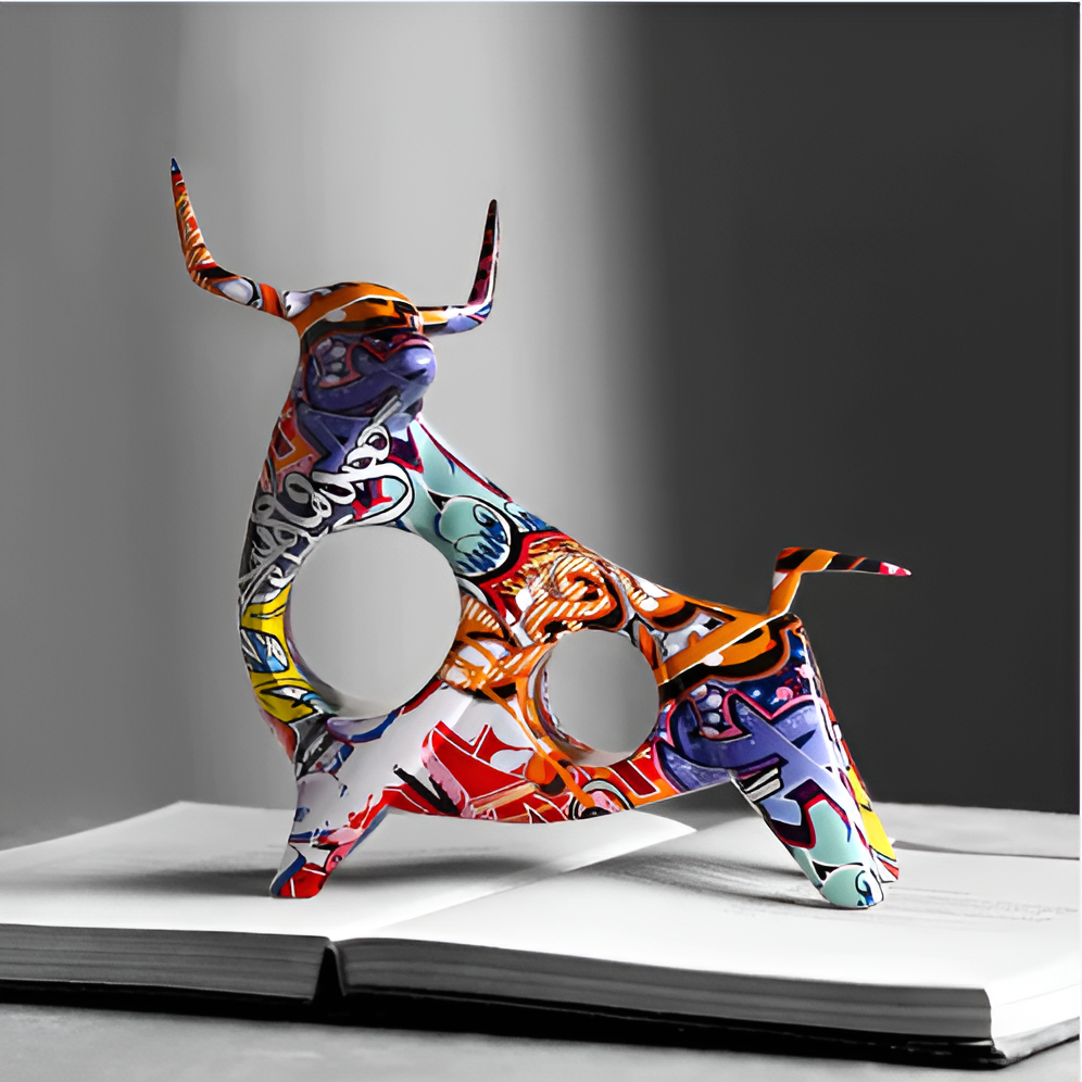 Graffiti Cow Miniatur-Kuh-Skulptur – Handgefertigte Tischdekoration im Modernen Design für Stilvolle Wohnräume-6