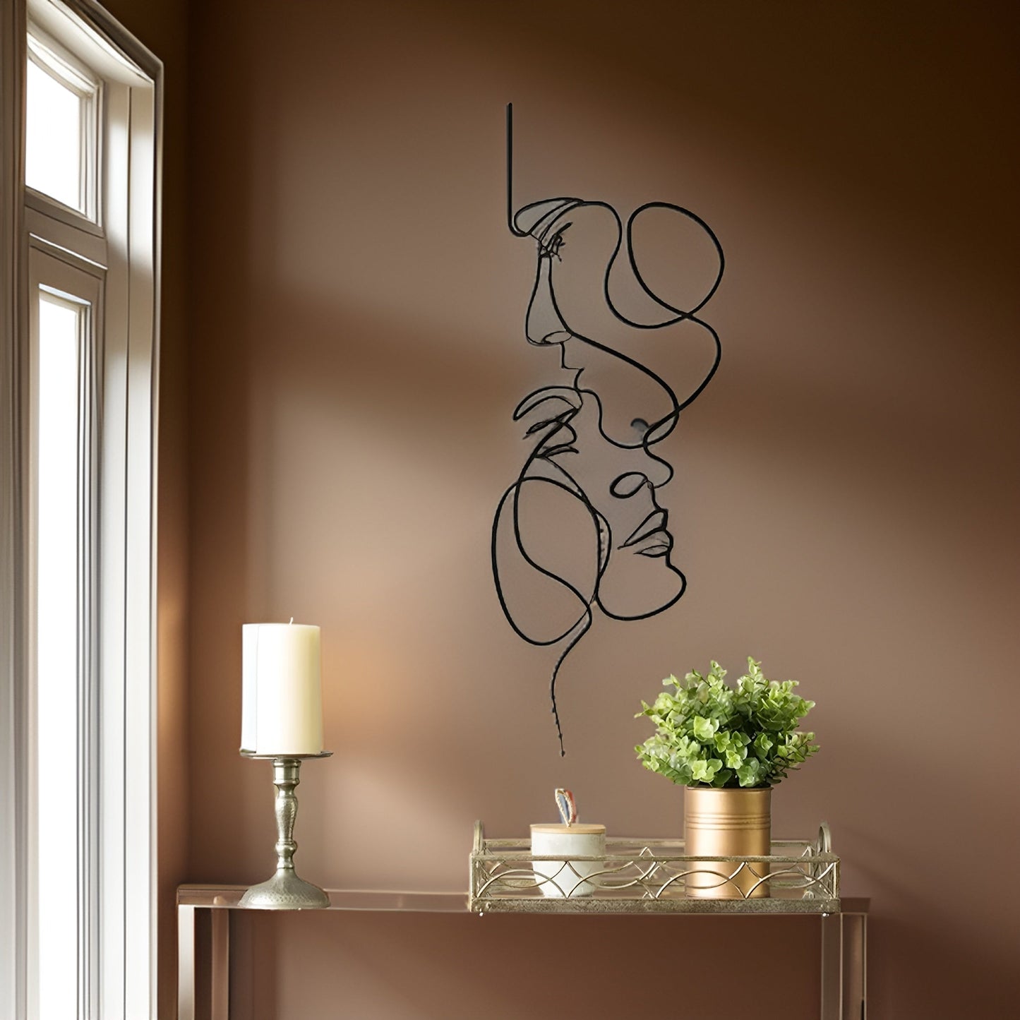 Graceful Lines 3D Metall-Wanddekoration für Minimalistische Räume | 40 x 14 cm, Wanddeko Wohnzimmer-2