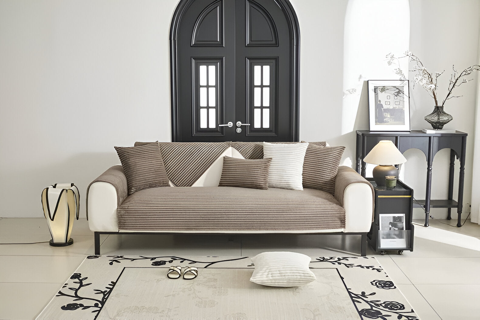 PuffSoft | Rutschfester Plüschsamt Sofabezug 6