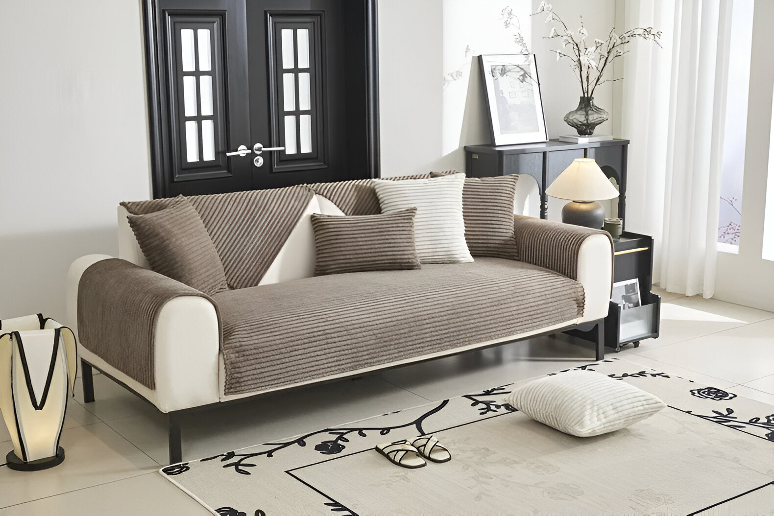 PuffSoft | Rutschfester Plüschsamt Sofabezug 5