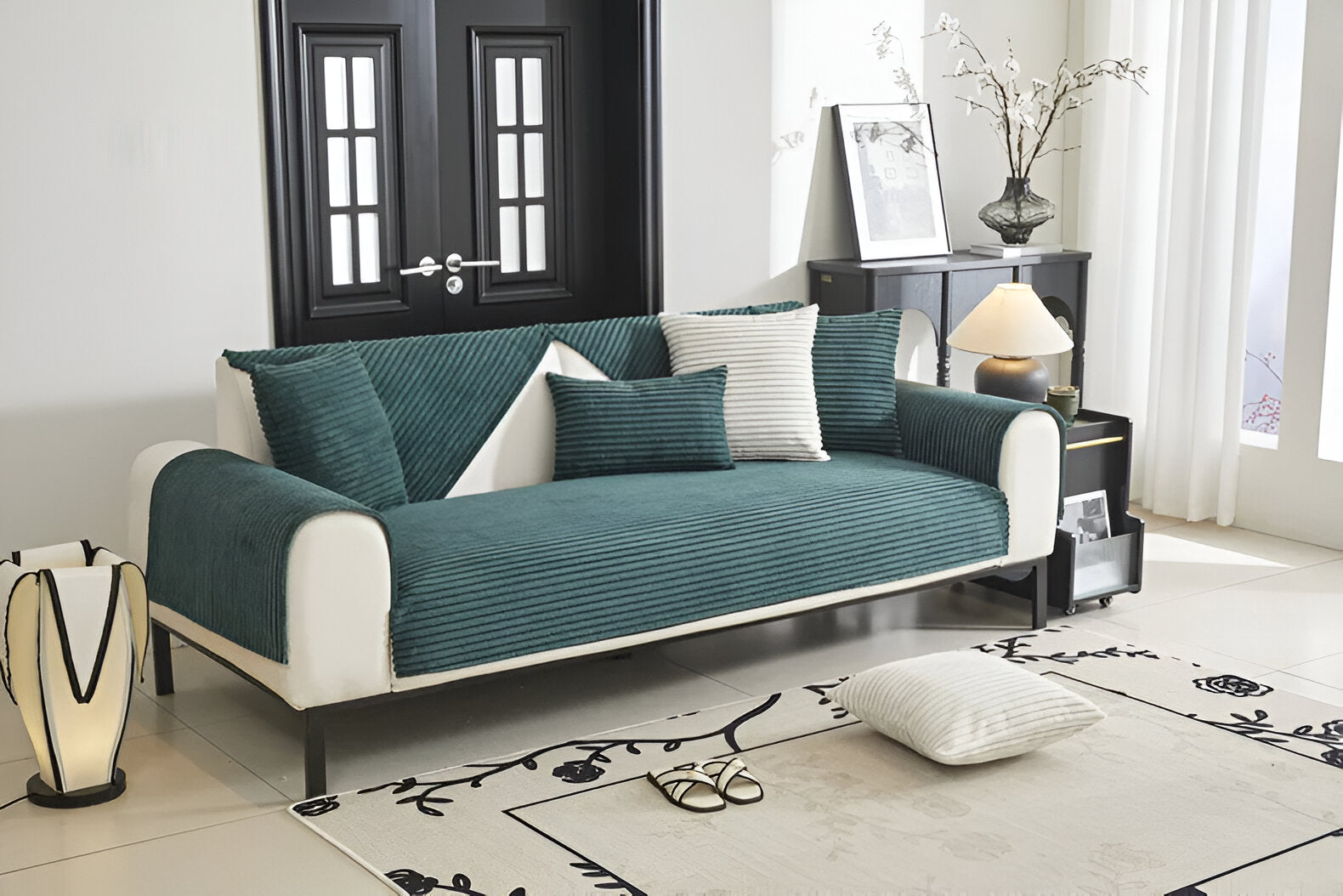 PuffSoft | Rutschfester Plüschsamt Sofabezug 2