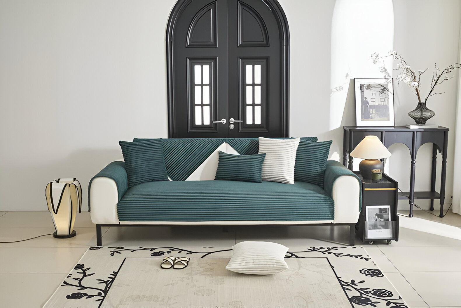 PuffSoft | Rutschfester Plüschsamt Sofabezug 3