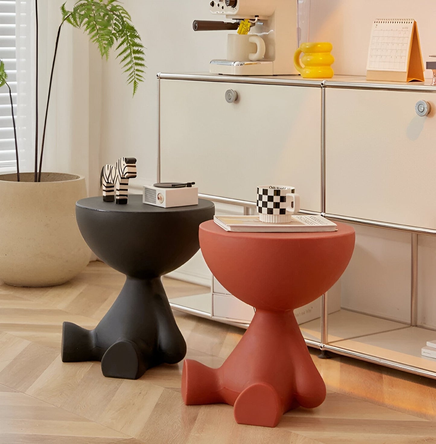 Kreativer Runder Beistelltisch in Creme – Multifunktionaler Kunststofftisch für Ihr Zuhause-6