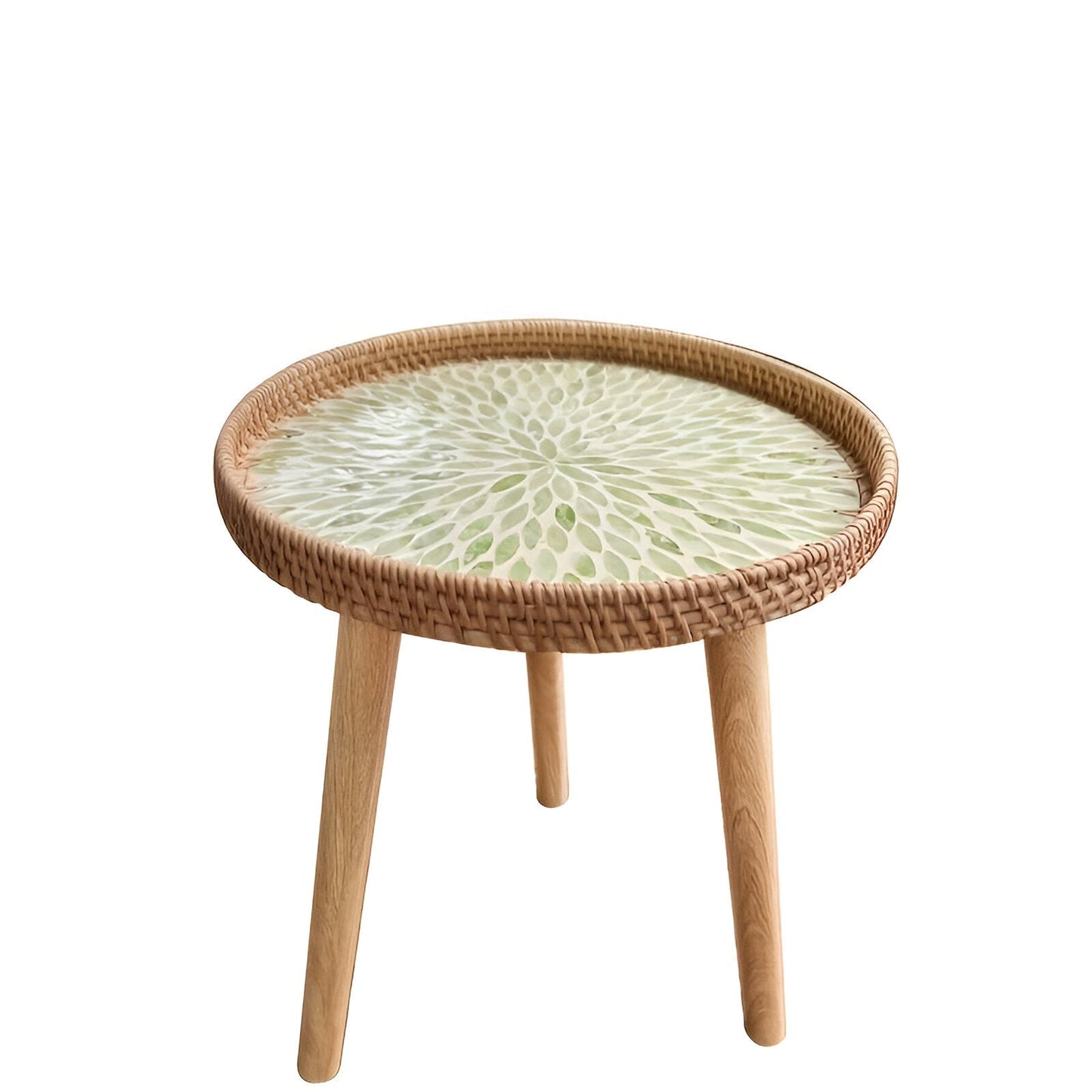 Variant image for ScandiTripod Runder Couchtisch aus Rattan – Handgefertigt im Skandinavischen Stil, 35 cm x 40 cm-2
