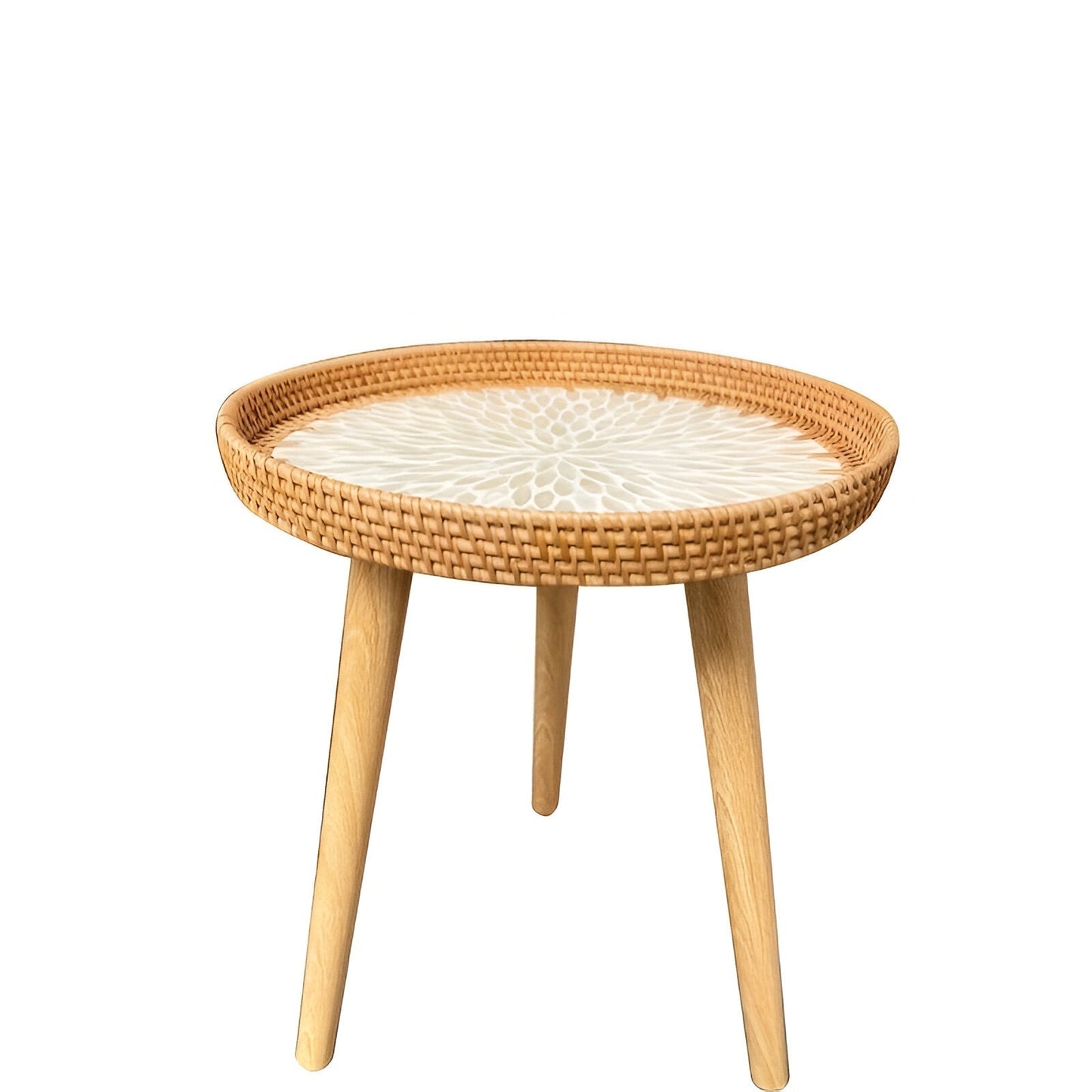 Variant image for ScandiTripod Runder Couchtisch aus Rattan – Handgefertigt im Skandinavischen Stil, 35 cm x 40 cm-5