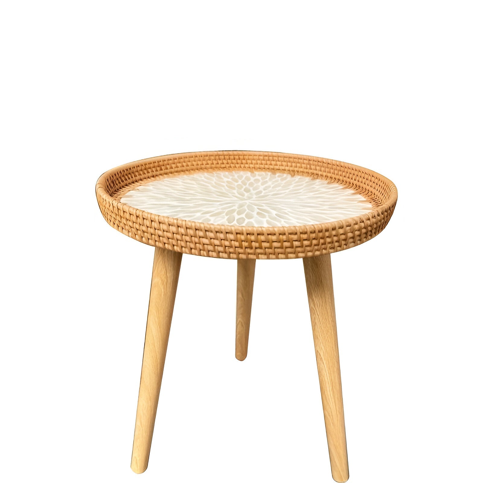 Variant image for ScandiTripod Runder Couchtisch aus Rattan – Handgefertigt im Skandinavischen Stil, 35 cm x 40 cm-5