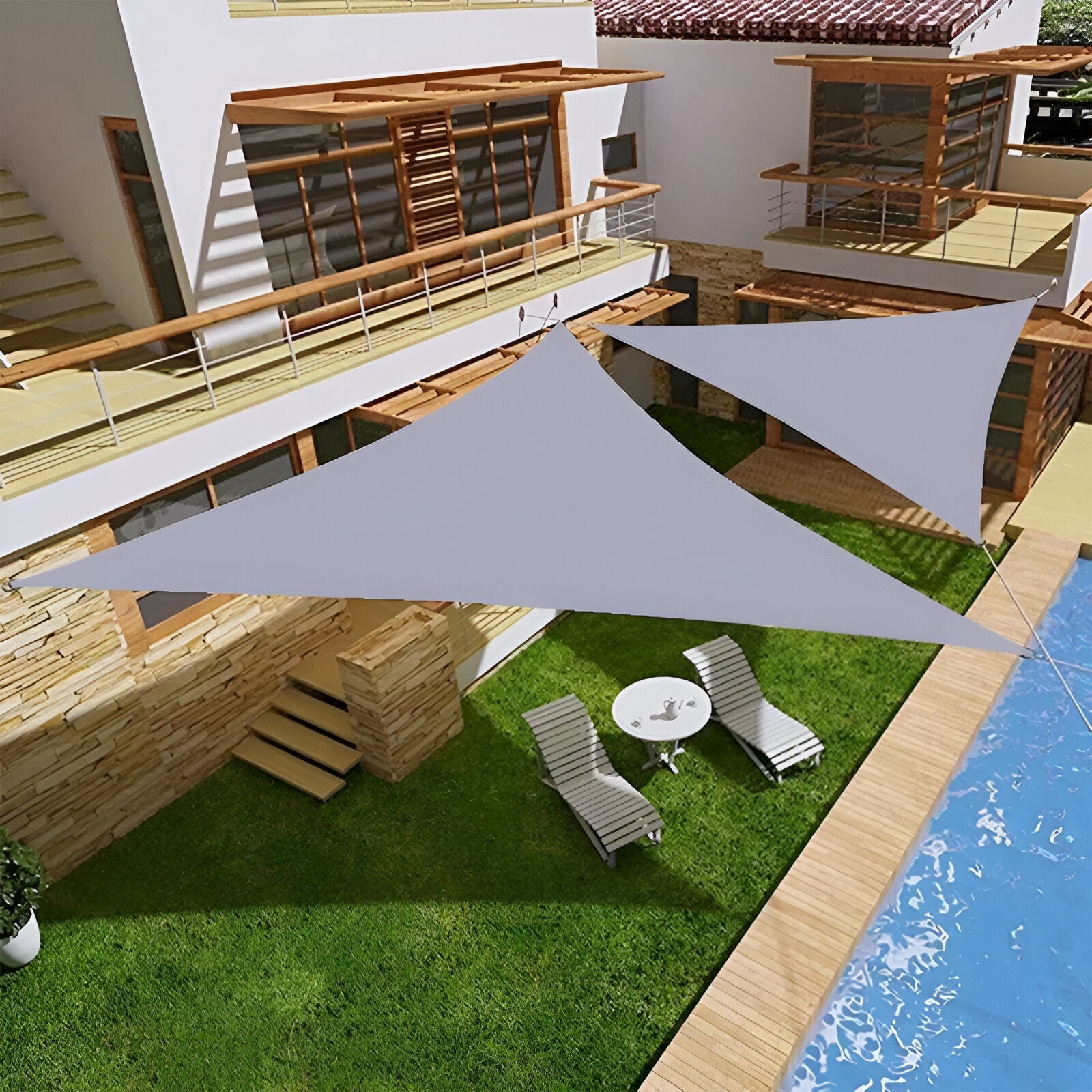 TriBlocker Wasserdichtes Dreieckiges Sonnensegel – UV-Schutz für Terrasse, Balkon und Garten-6
