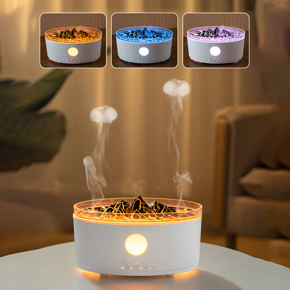 Aroma Diffuser mit Vulkanflammen-Effekt – Ultrasonic Raumduft Diffuser im Jellyfish-Design für Aromatherapie und Entspannung-5