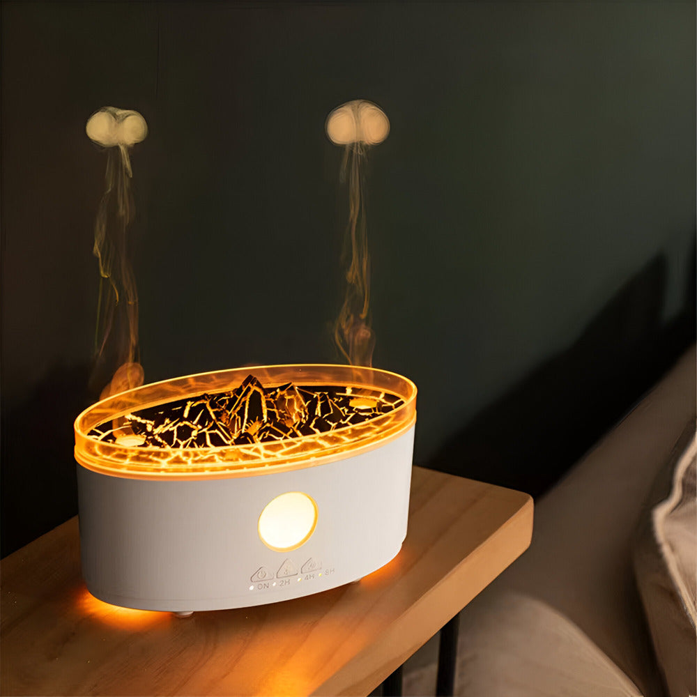 Aroma Diffuser mit Vulkanflammen-Effekt – Ultrasonic Raumduft Diffuser im Jellyfish-Design für Aromatherapie und Entspannung-2