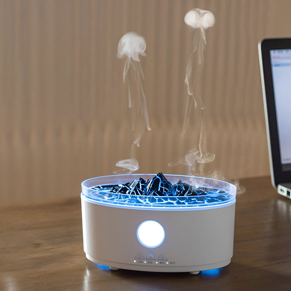 Aroma Diffuser mit Vulkanflammen-Effekt – Ultrasonic Raumduft Diffuser im Jellyfish-Design für Aromatherapie und Entspannung-3