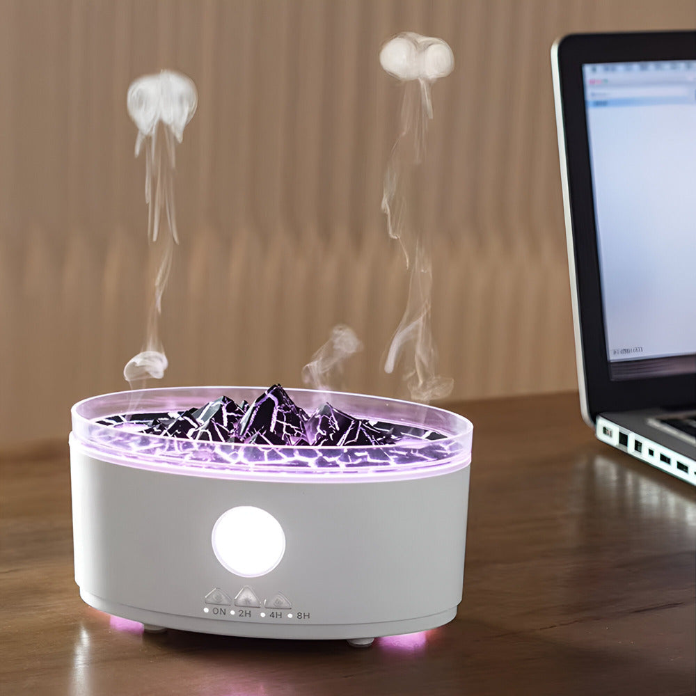 Aroma Diffuser mit Vulkanflammen-Effekt – Ultrasonic Raumduft Diffuser im Jellyfish-Design für Aromatherapie und Entspannung-4