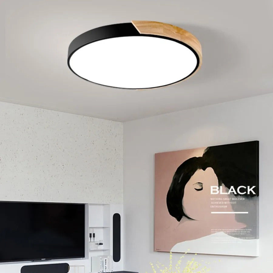Nordic Wooden Macaroon Deckenleuchte | Stilvolle LED-Deckenlampe für Schlafzimmer und Wohnzimmer, Ø 23-30 cm, Metall und Holz-2