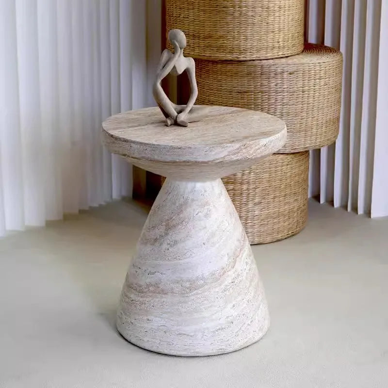 Imitationsstein Beistelltisch Rund | Minimalistisches Design 1