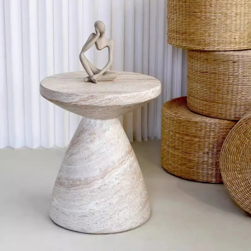 Imitationsstein Beistelltisch Rund | Minimalistisches Design 2