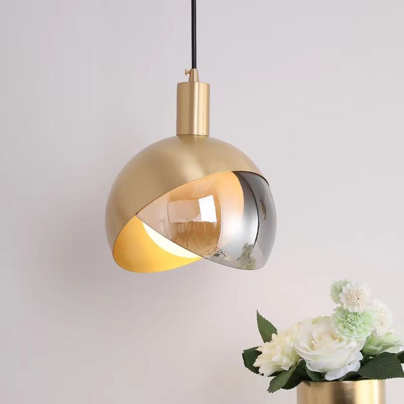 Elegante Pendelleuchte aus Goldglas für Esszimmer | Verstellbare Hängelampe im Nordischen Design, Energieeffizient, D20cm H23cm-3