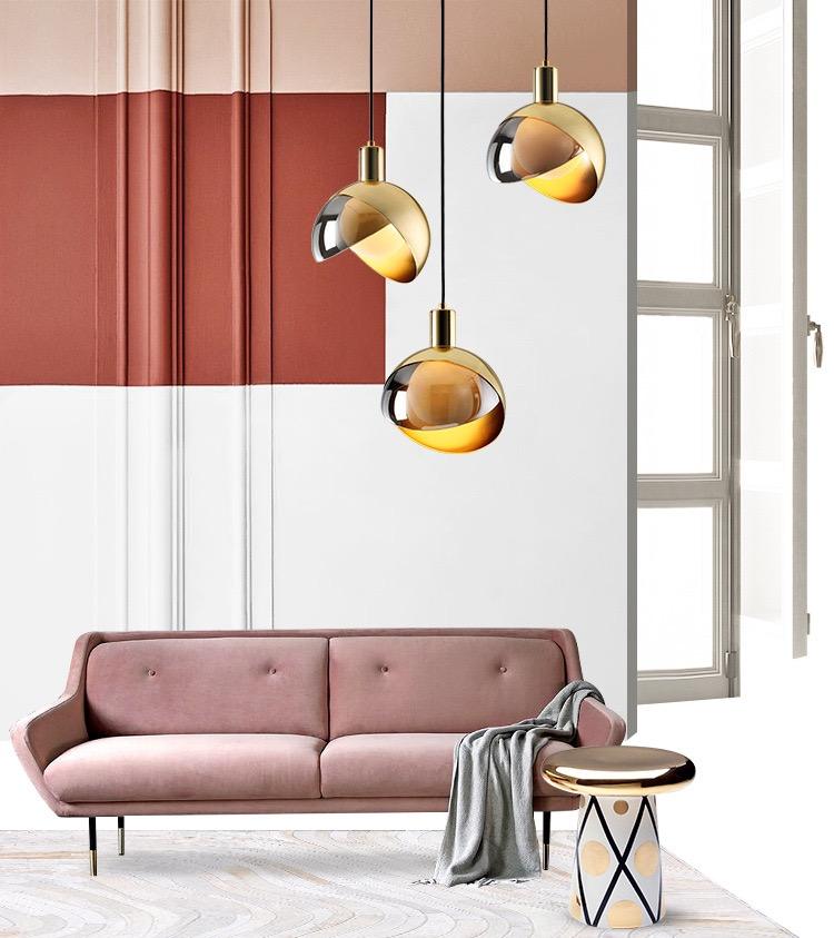Elegante Pendelleuchte aus Goldglas für Esszimmer | Verstellbare Hängelampe im Nordischen Design, Energieeffizient, D20cm H23cm-4