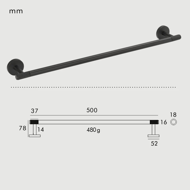 KRAM Handtuchhalter Schwarz Matt | Gekartelter Wandhalter aus Messing 8
