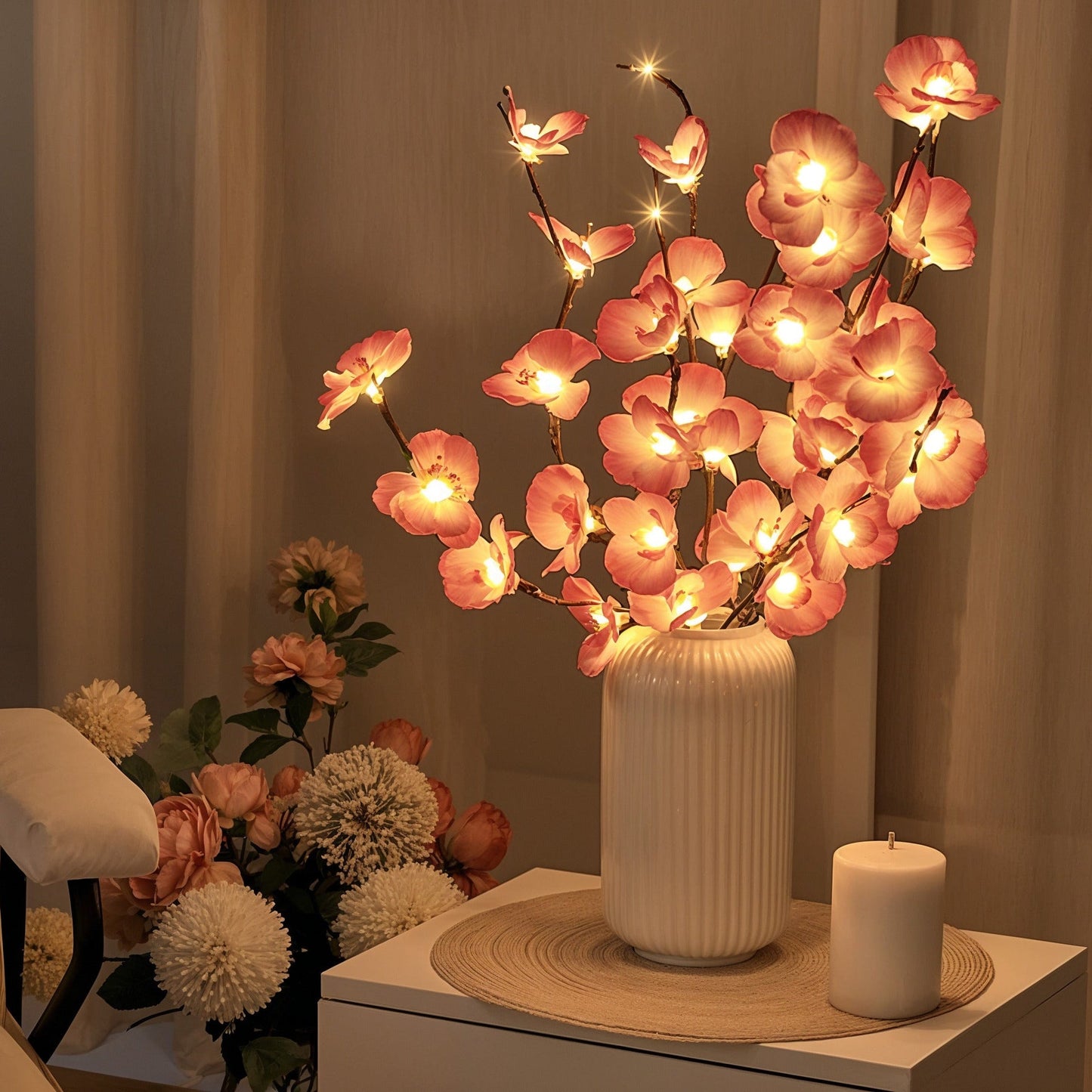 Kirschblütenzweig | LED Dekorationslicht Rosa 70 cm 2