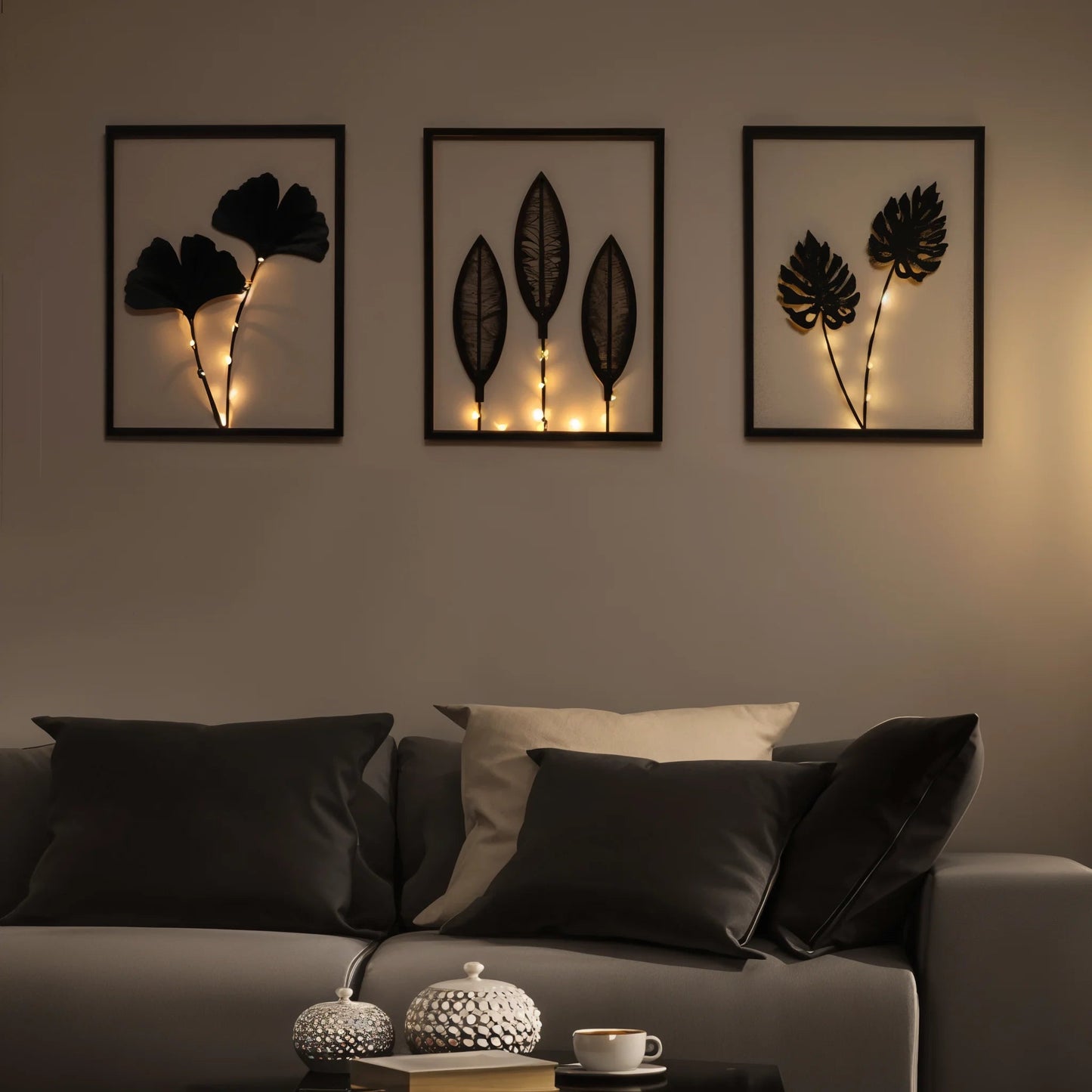 Lumenblattrahmen Set | Wanddekoration mit LED Beleuchtung 1