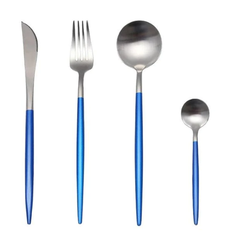 Luxuriöses Besteckset Gold-Silber | 24-teilig Edelstahl Besteck 16