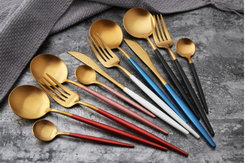 Luxuriöses Besteckset Gold-Silber | 24-teilig Edelstahl Besteck 5
