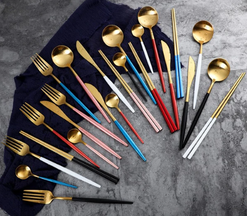 Luxuriöses Besteckset Gold-Silber | 24-teilig Edelstahl Besteck 6