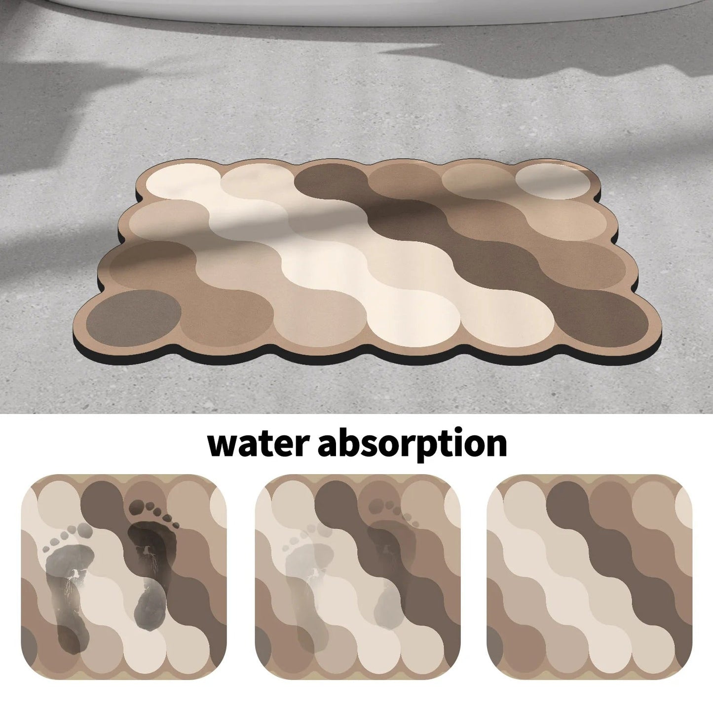 Luxus Diatomit Badezimmermatte Beige | Rutschfeste Duschmatte 4
