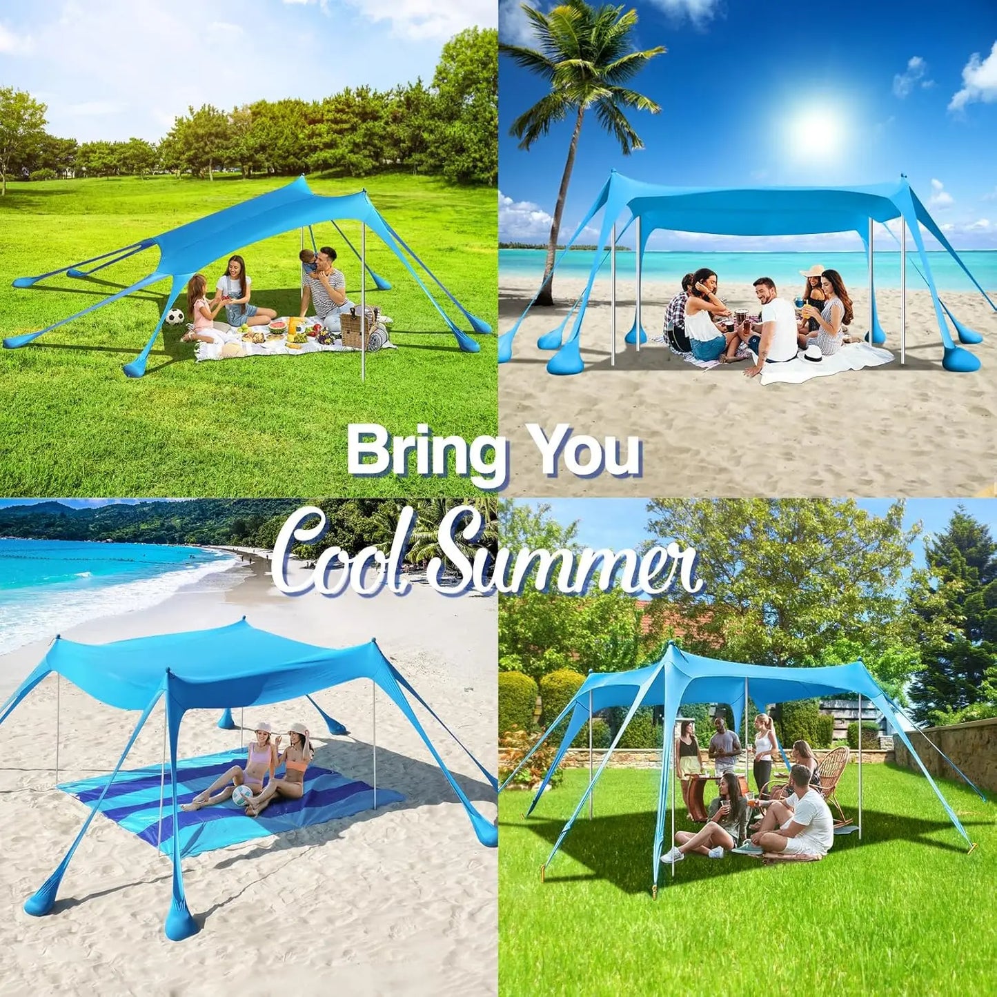 Lycra Strandzelt 3x3m | Pop Up Sonnenschutz für 6-8 Personen 1