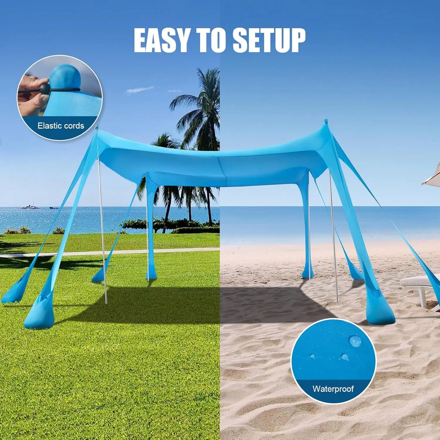 Lycra Strandzelt 3x3m | Pop Up Sonnenschutz für 6-8 Personen 3