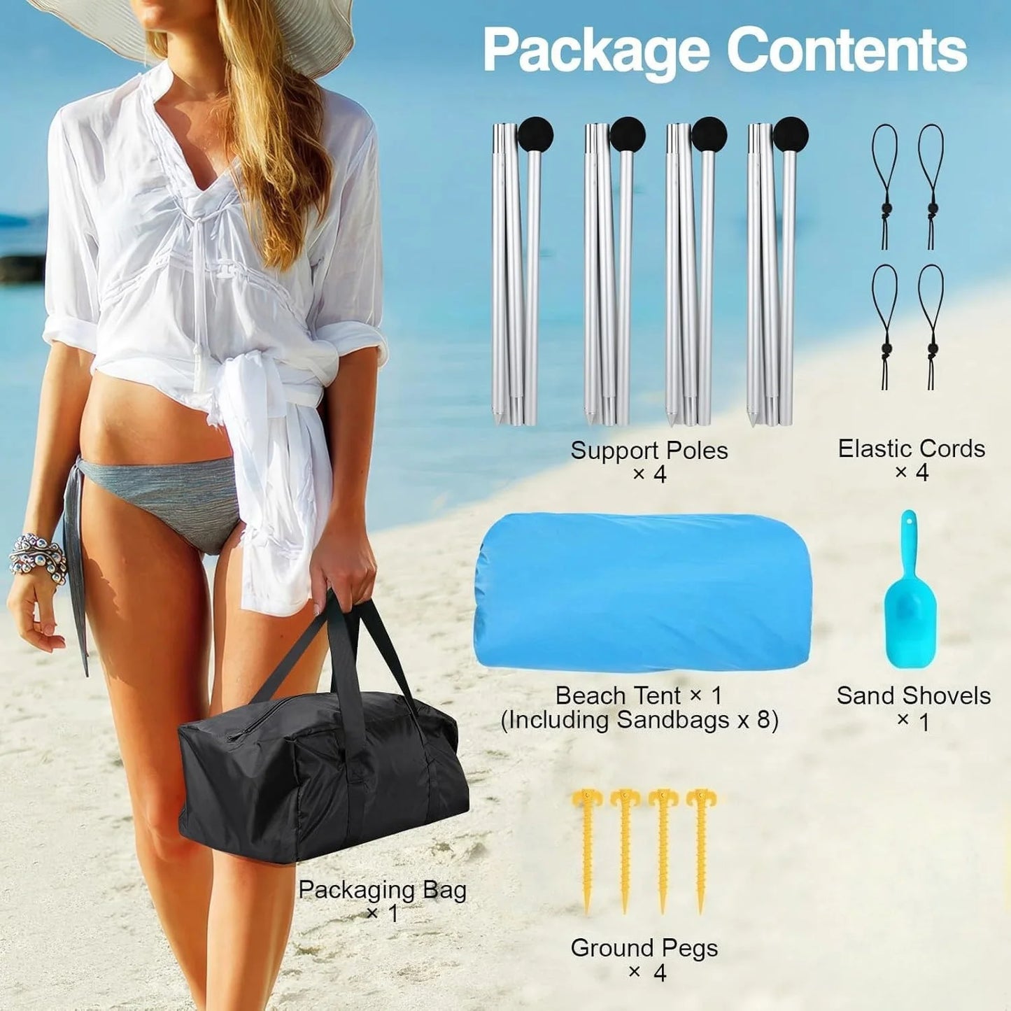 Lycra Strandzelt 3x3m | Pop Up Sonnenschutz für 6-8 Personen 5