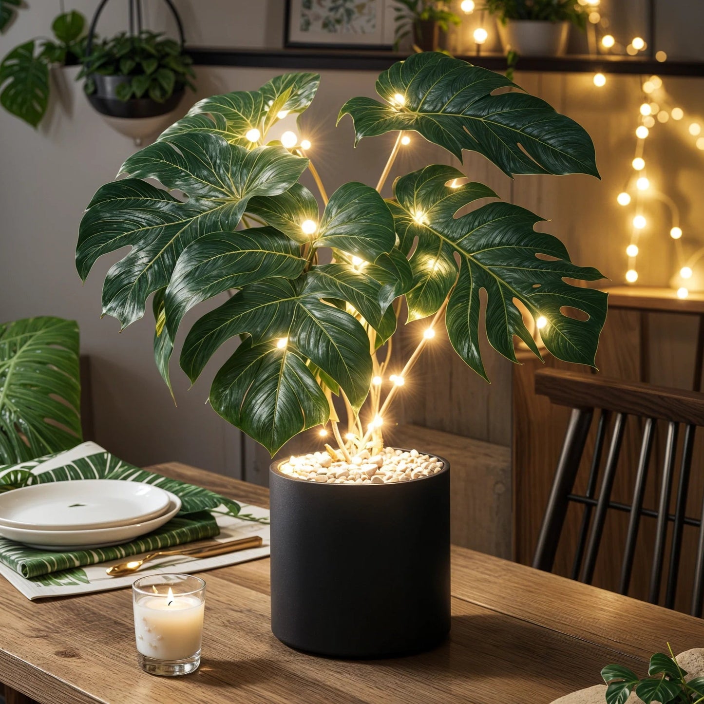 Monstera-Lampe | LED Tischleuchte mit Tropischem Flair 3