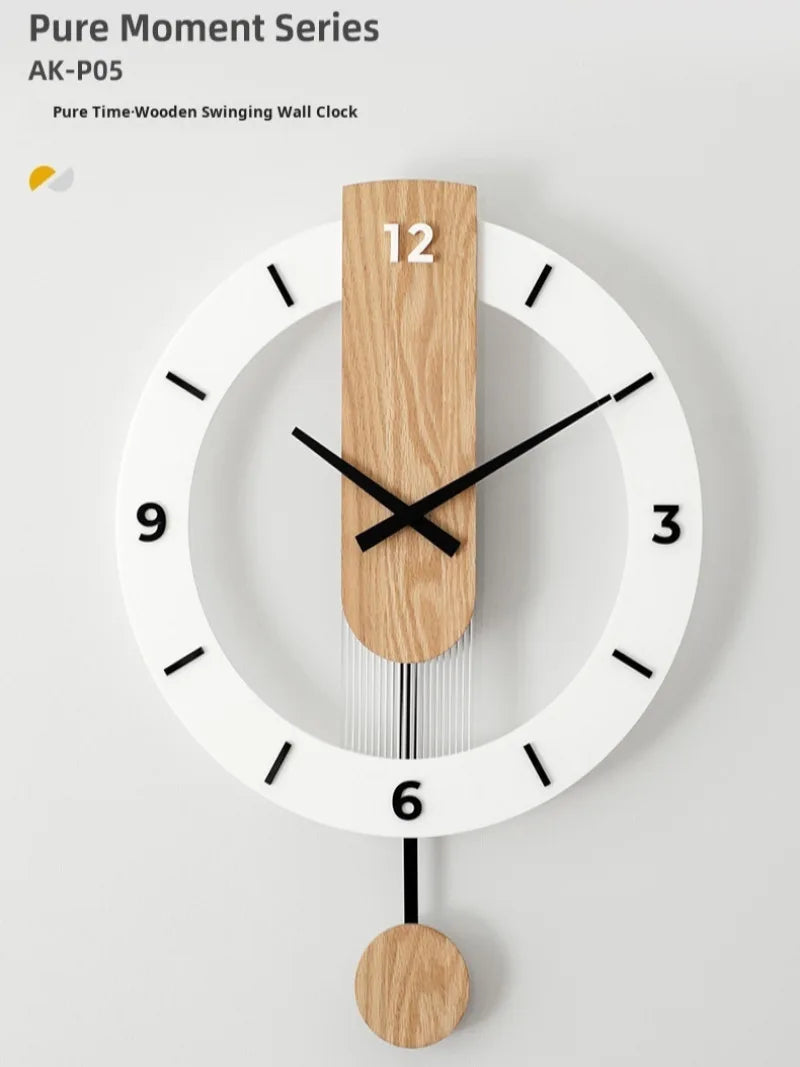 QuietRhythm Wanduhr Modern mit Schwingender Bewegung – Geräuschloses Minimalistisches Design aus Eiche und Acryl-5