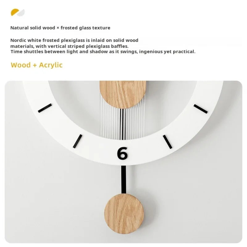 QuietRhythm Wanduhr Modern mit Schwingender Bewegung – Geräuschloses Minimalistisches Design aus Eiche und Acryl-6
