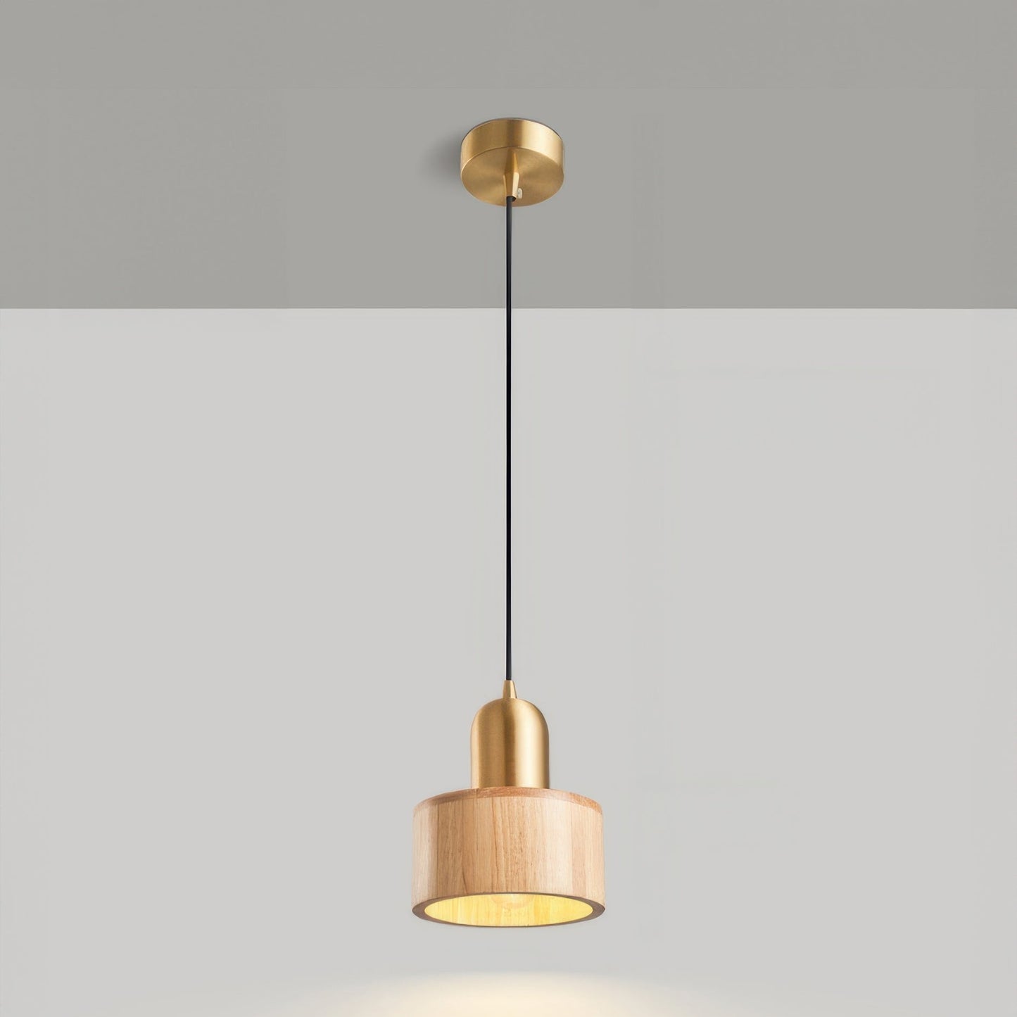 Variant image for Zylindrische Pendelleuchte im Japanischen Stil | Elegante Hängelampe für Esszimmer und Wohnräume, LED E27, 5W, Messing, Ø 15cm-4