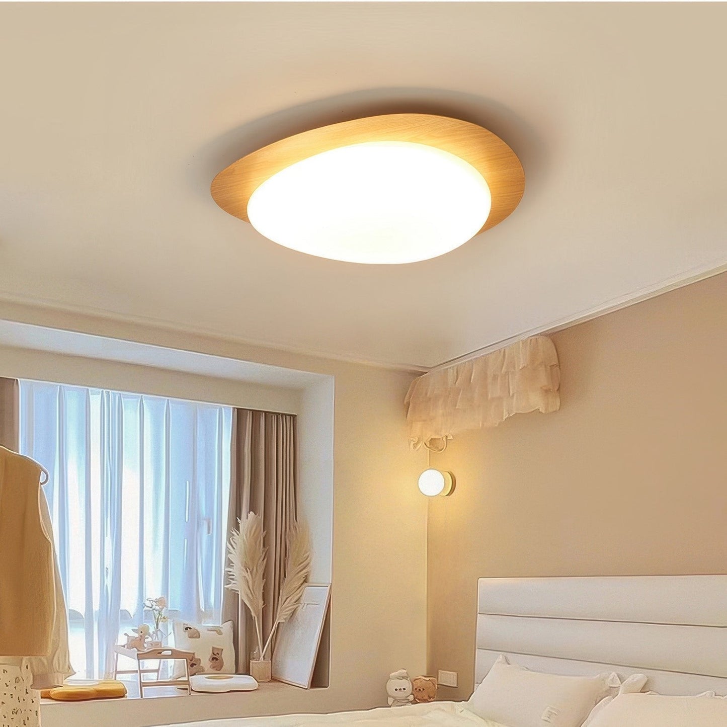 Variant image for Skandinavische Deckenleuchte mit Holzmaserung und LED – Minimalistische Deckenlampe für Wohnzimmer und moderne Räume-4