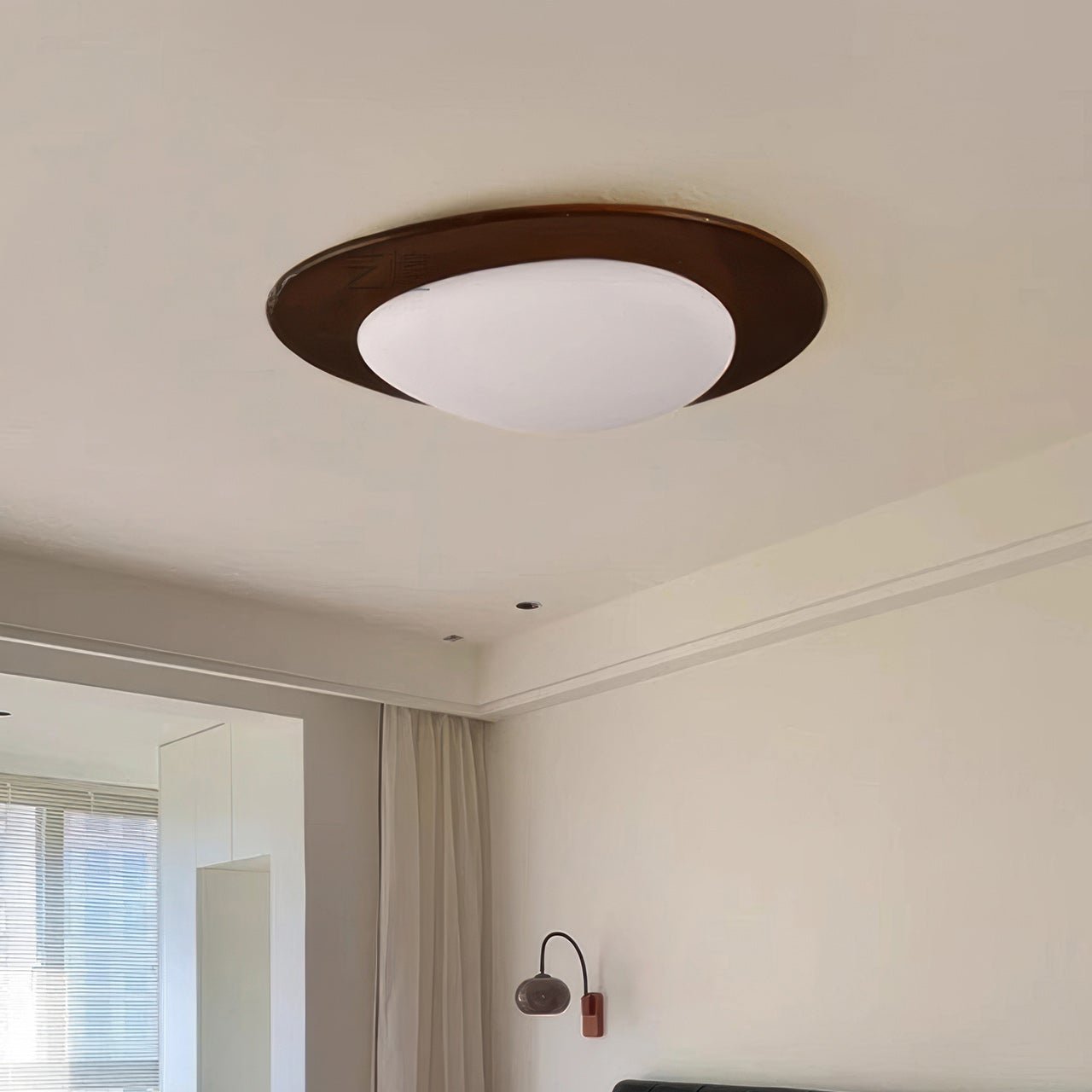 Skandinavische Deckenleuchte mit Holzmaserung und LED – Minimalistische Deckenlampe für Wohnzimmer und moderne Räume-5