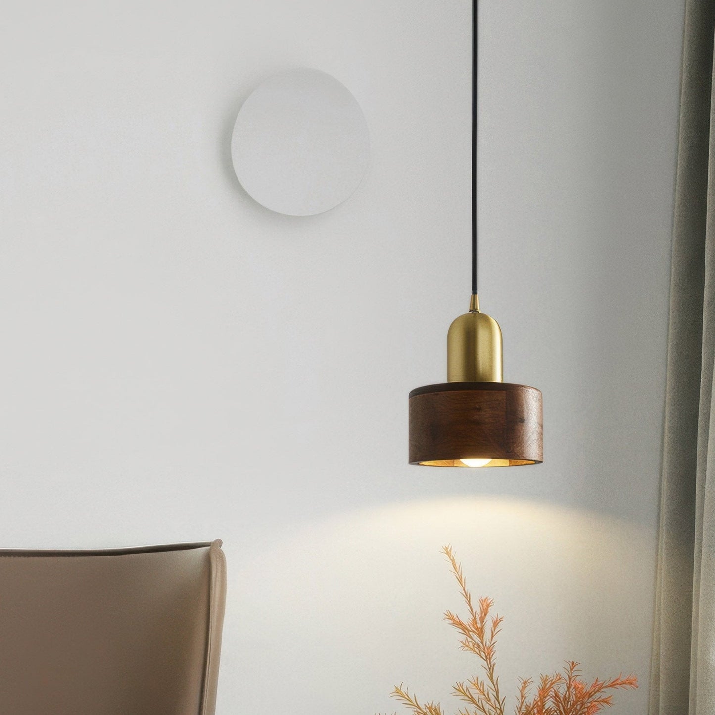 Zylindrische Pendelleuchte im Japanischen Stil | Elegante Hängelampe für Esszimmer und Wohnräume, LED E27, 5W, Messing, Ø 15cm-6