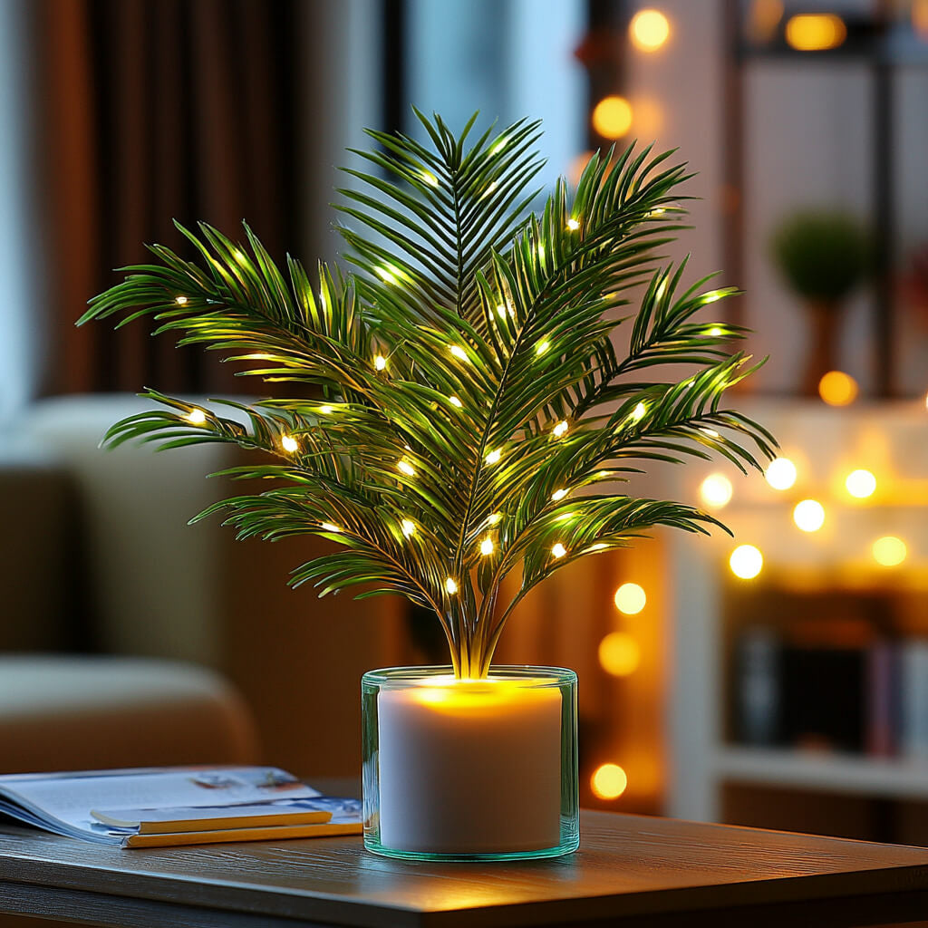 Palm Paradise | Tischlampe mit Palmblättern 1