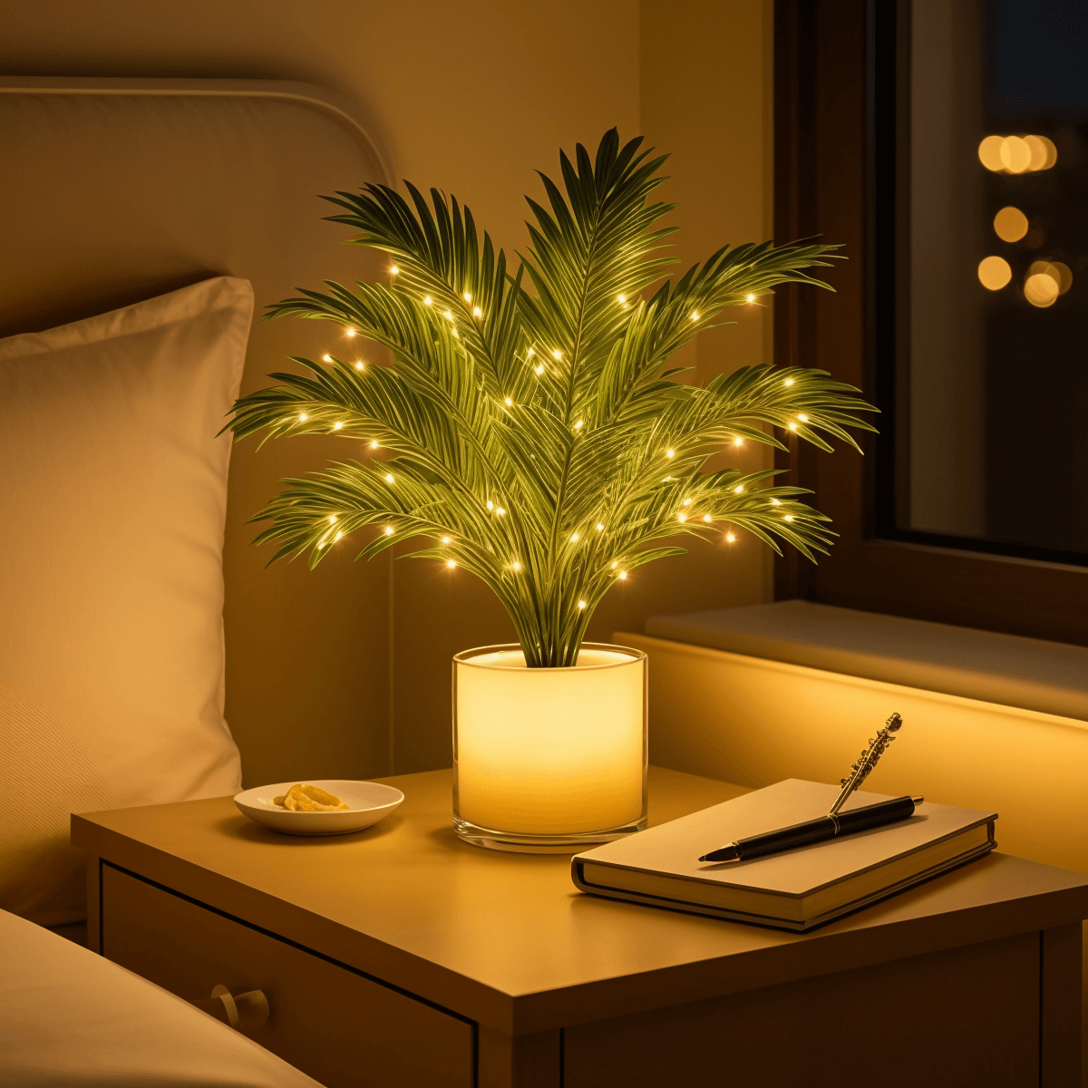 Palm Paradise | Tischlampe mit Palmblättern 2