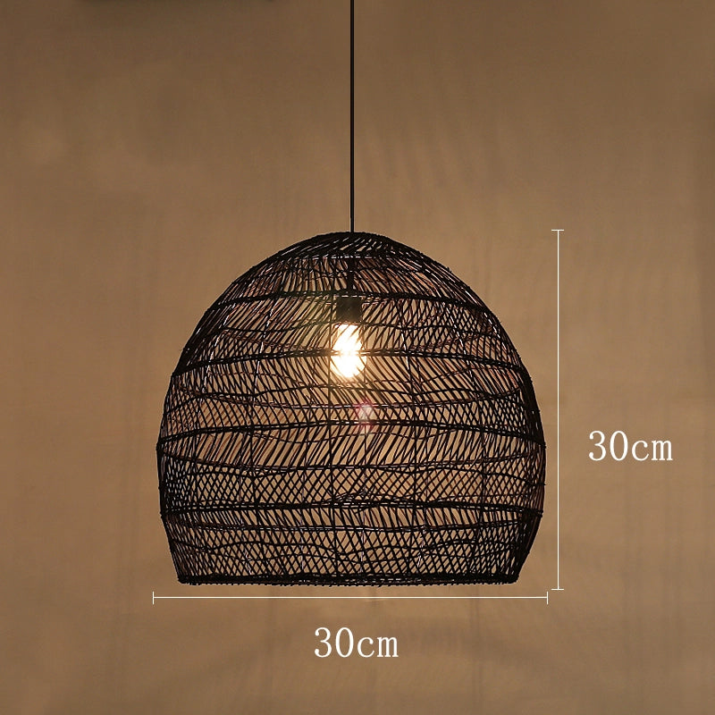 Rattan Hängeleuchte Schwarz | Stilvolle Pendelleuchte 0