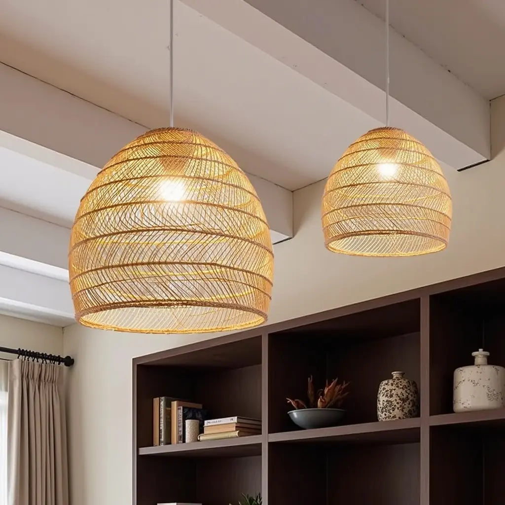 Rattan Hängeleuchte Schwarz | Stilvolle Pendelleuchte 3