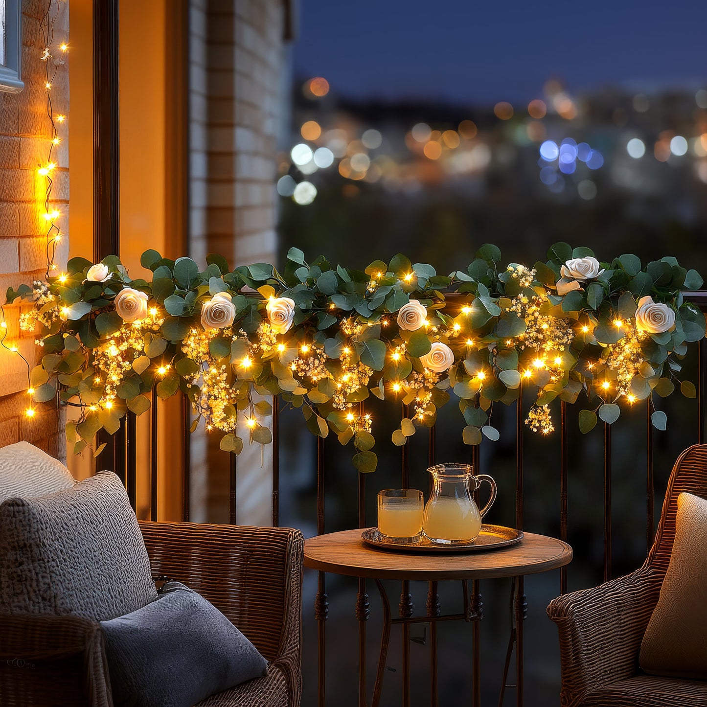 Roséblütenkranz | LED Lichterkette mit 10 Rosen 1