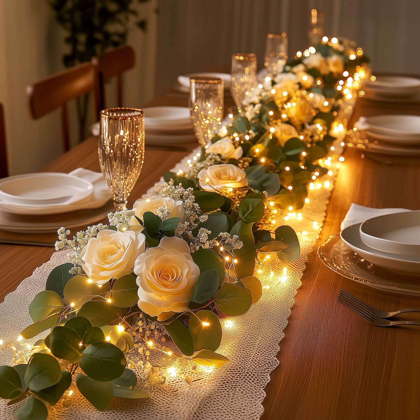 Roséblütenkranz | LED Lichterkette mit 10 Rosen 5